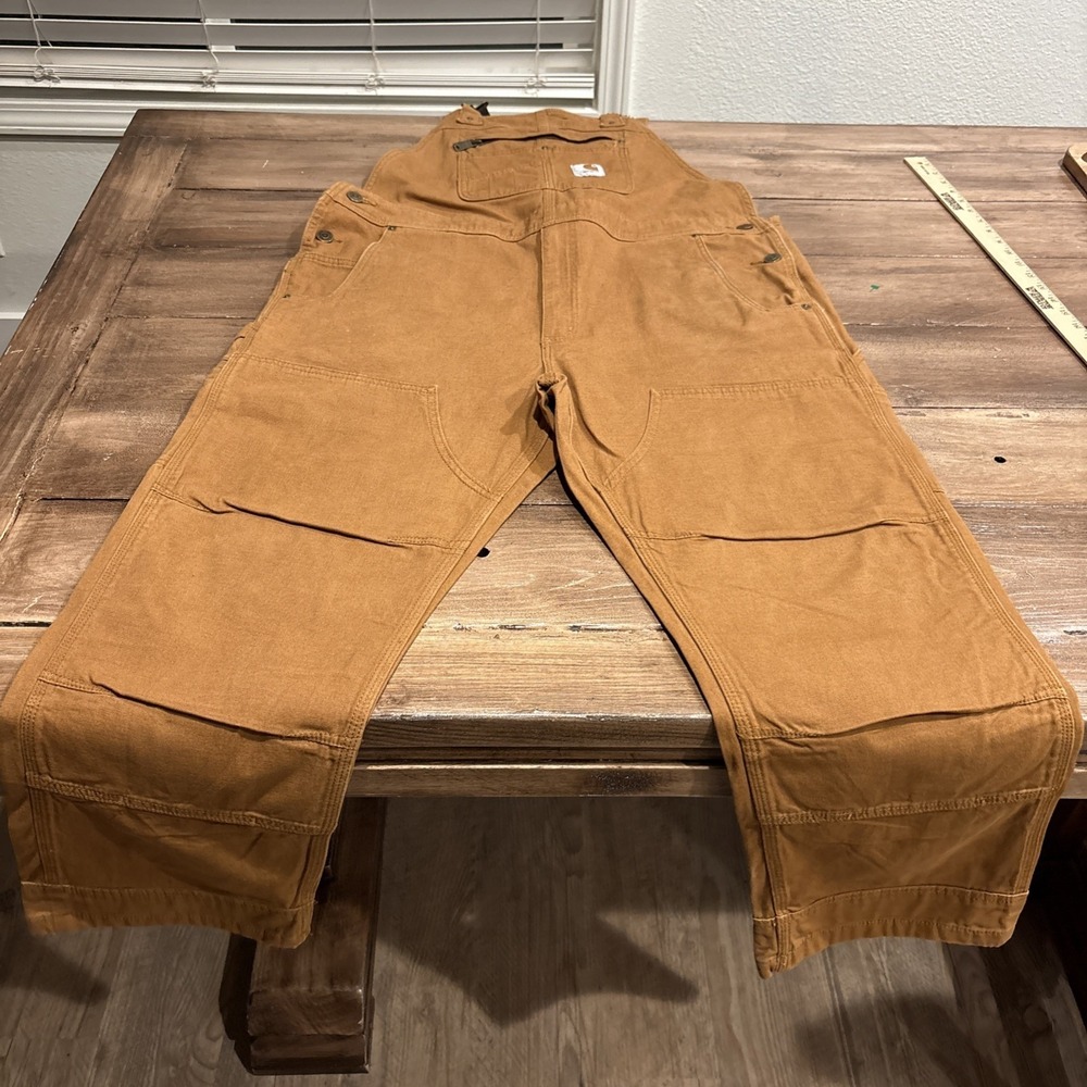 CARHARTT BIB OVERALLS 38x29DOUBLE KNEE RN‎ 14806 R01 BROWN WORK WEAR